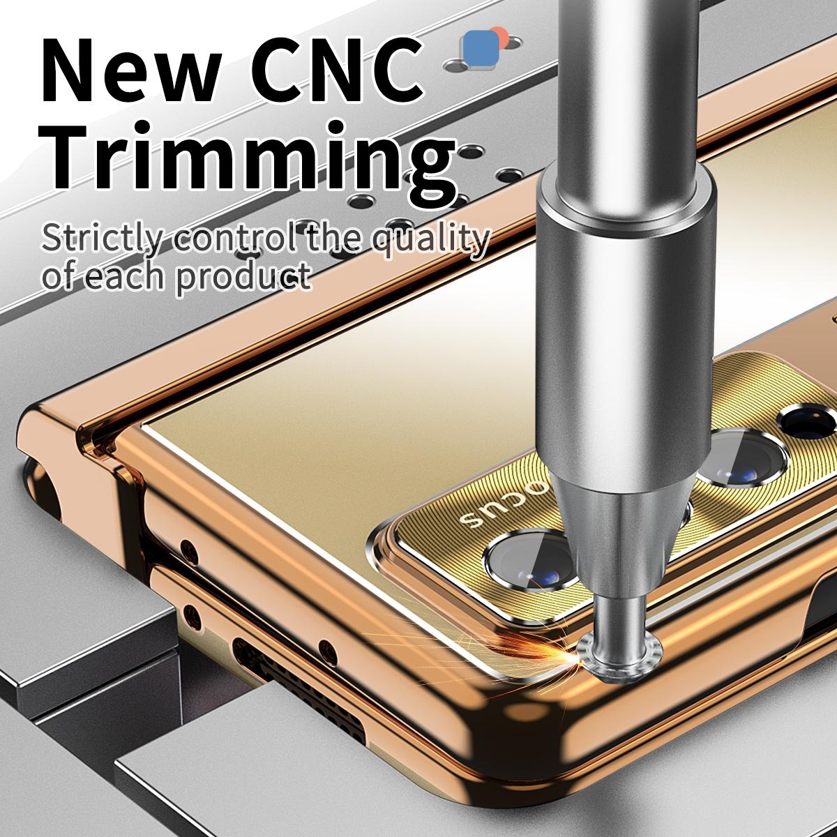 For Samsung Galaxy Z Fold4 5G Shockproof Aluminum Double Hinge Case - Silver Gold