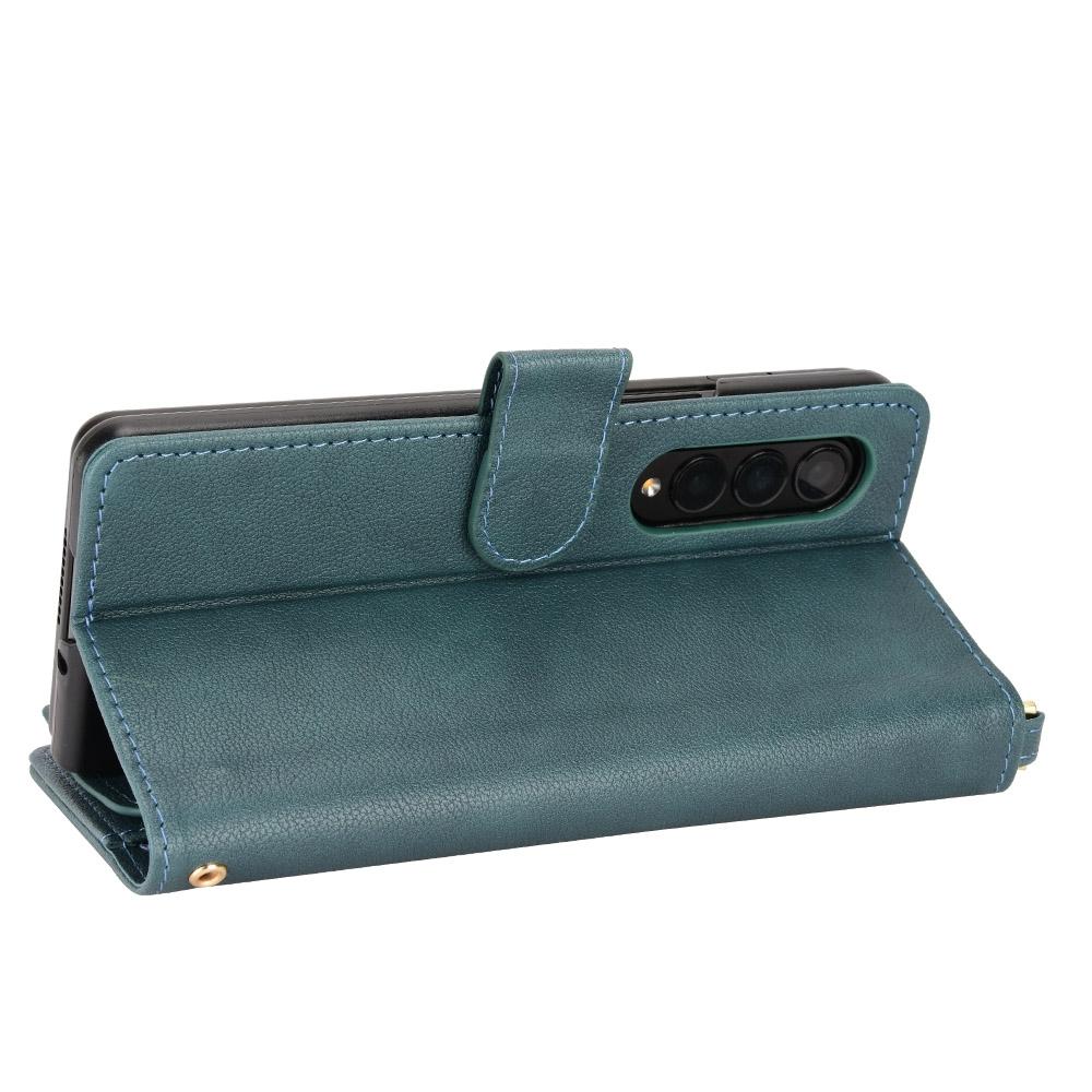 For Samsung Galaxy z Fold4 5G Zipper Leather Phone Case with Litchi Texture - Purple