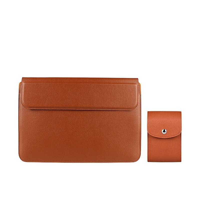 Leather Laptop Liner Bag - 14.1-15.4 Inches with Stand Function - Sapphire Blue With Bag