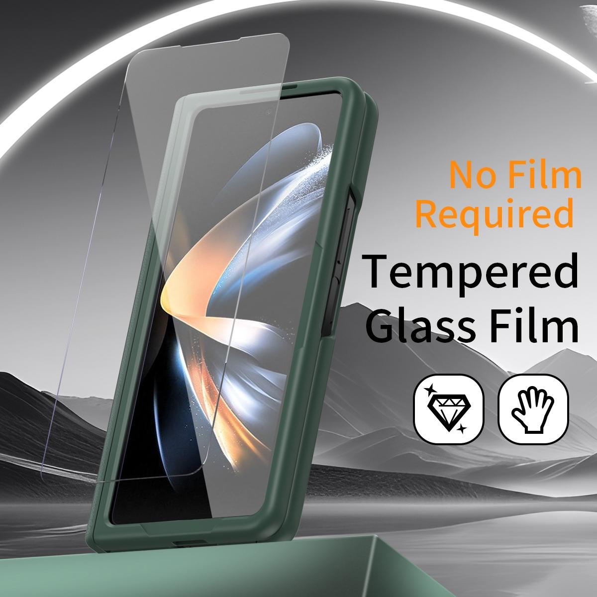 For Samsung Galaxy Z Fold4 5G Leather Wristband Phone Case - Green