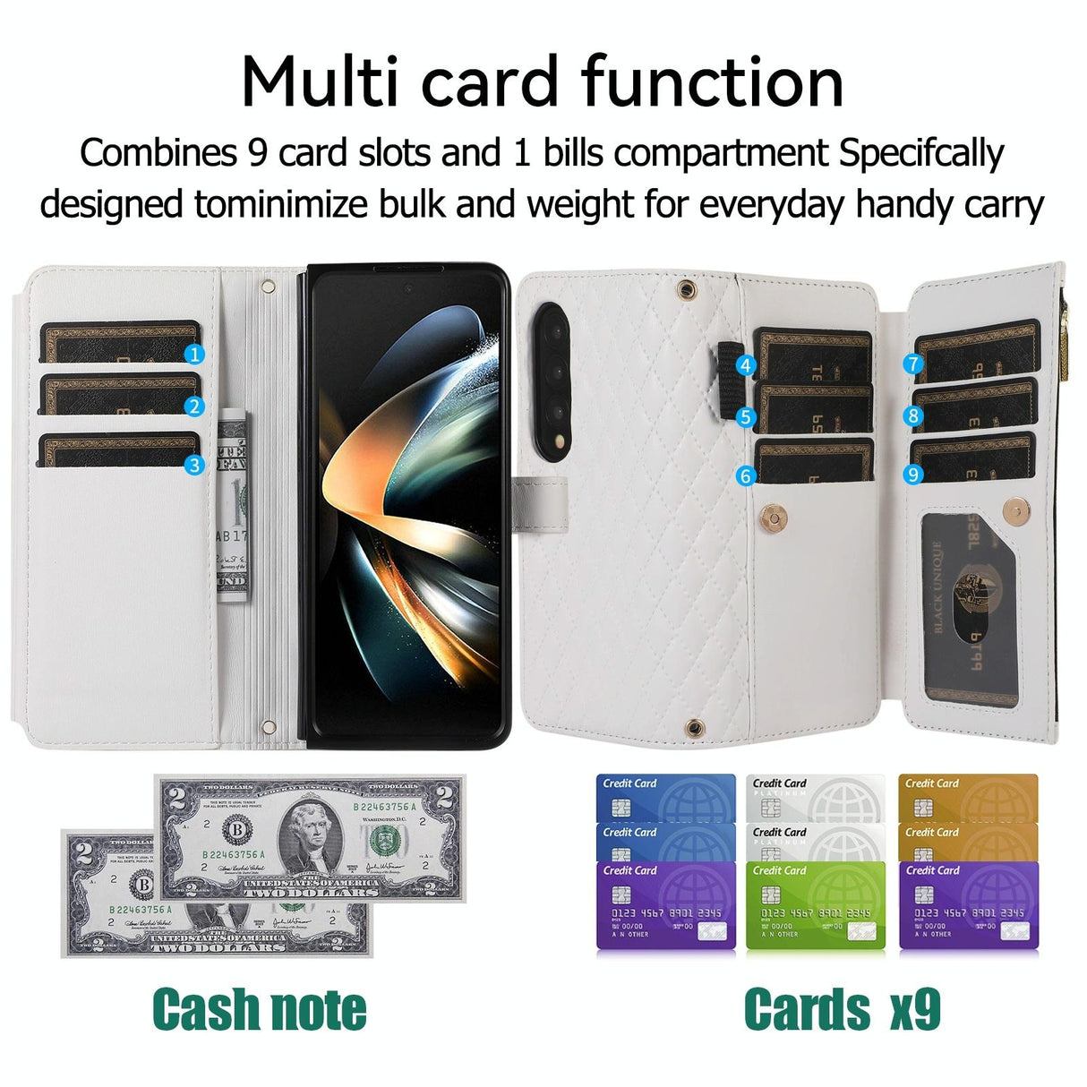For Samsung Galaxy Z Fold4 5G Foldable Diamond Lattice Phone Case - Black