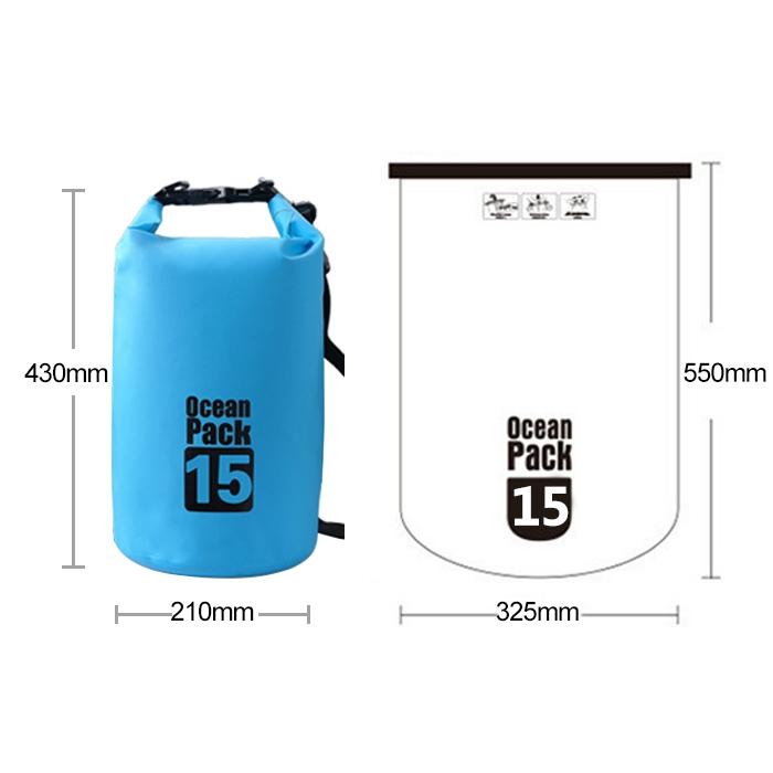 Waterproof Single Shoulder Bag Dry Sack 15L Capacity - Dark Blue