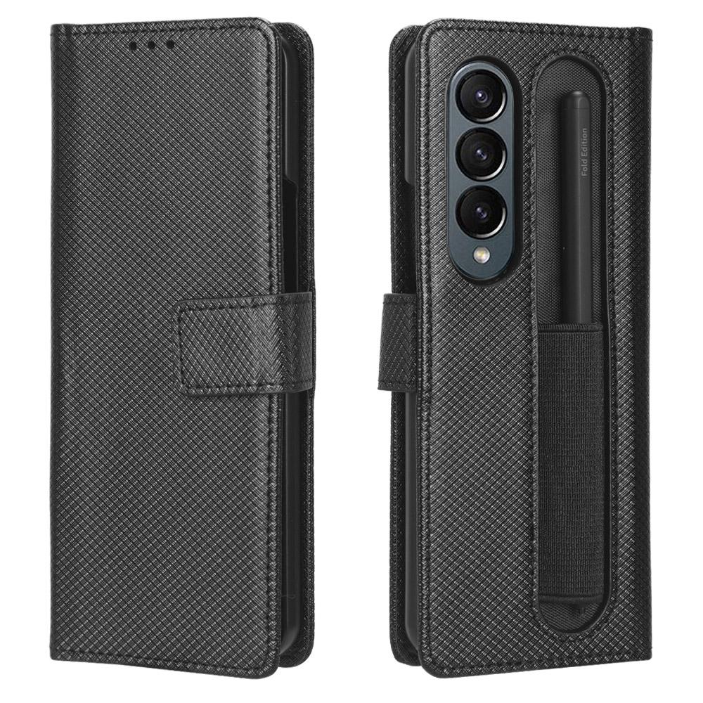 For Samsung Galaxy Z Fold4 5G Textured Leather Phone Case - Brown