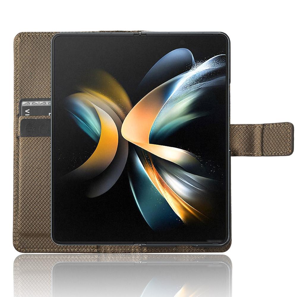 For Samsung Galaxy Z Fold4 5G Textured Leather Phone Case - Brown