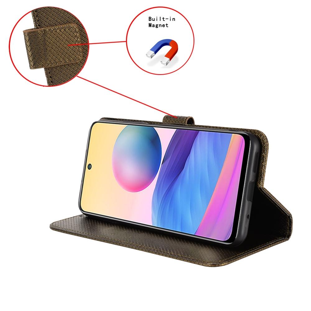 For Samsung Galaxy Z Fold4 5G Textured Leather Phone Case - Brown