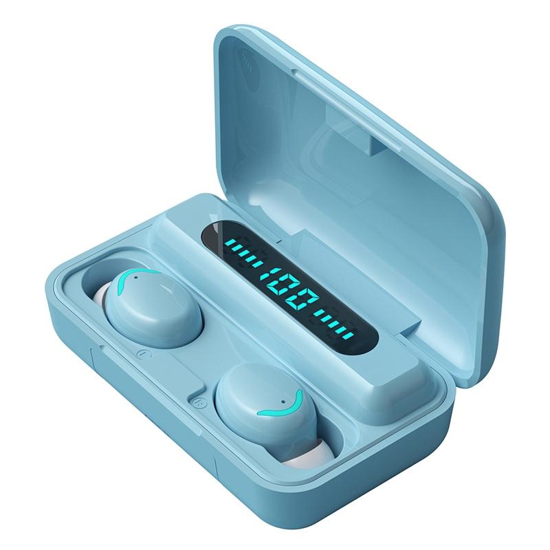 Macaron Series Bluetooth Earphones with Breathing Light & Noise Reduction - Dark Blue