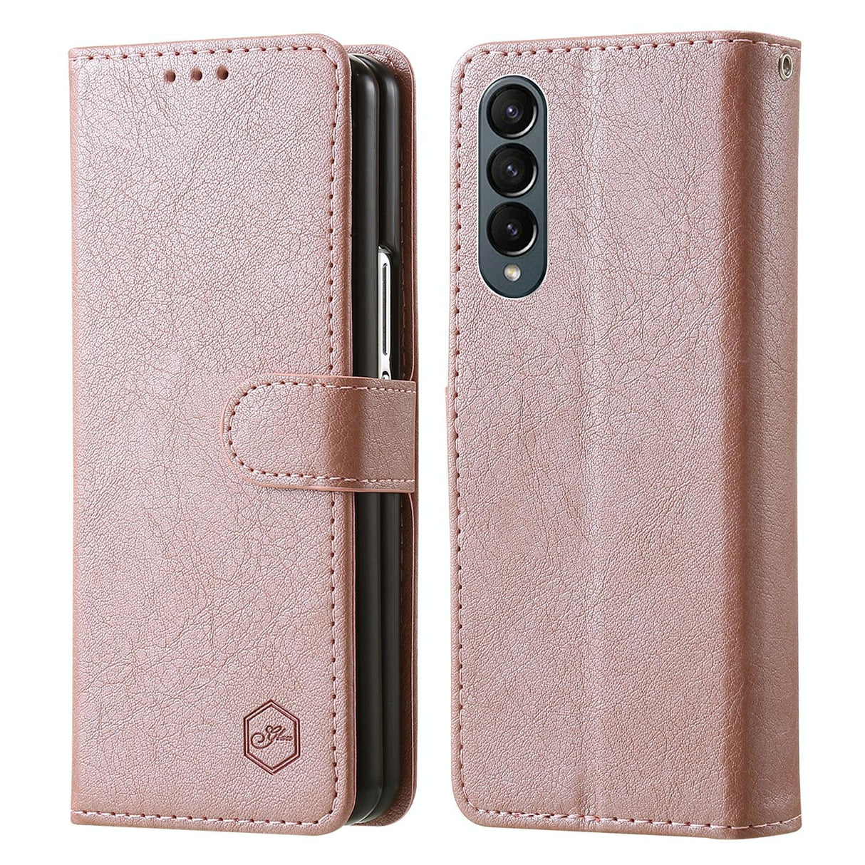 For Samsung Galaxy Z Fold4 5G Leather Texture Phone Case - Pu Tpu - Champagne