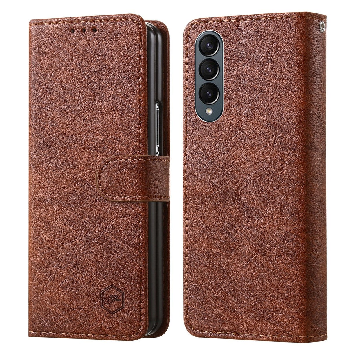 For Samsung Galaxy Z Fold4 5G Leather Texture Phone Case - Pu Tpu - Champagne
