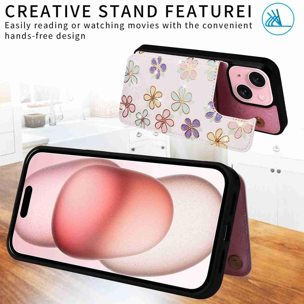 Double Buckle Rfid Anti Theft Phone Case For Iphone 15 - Printed