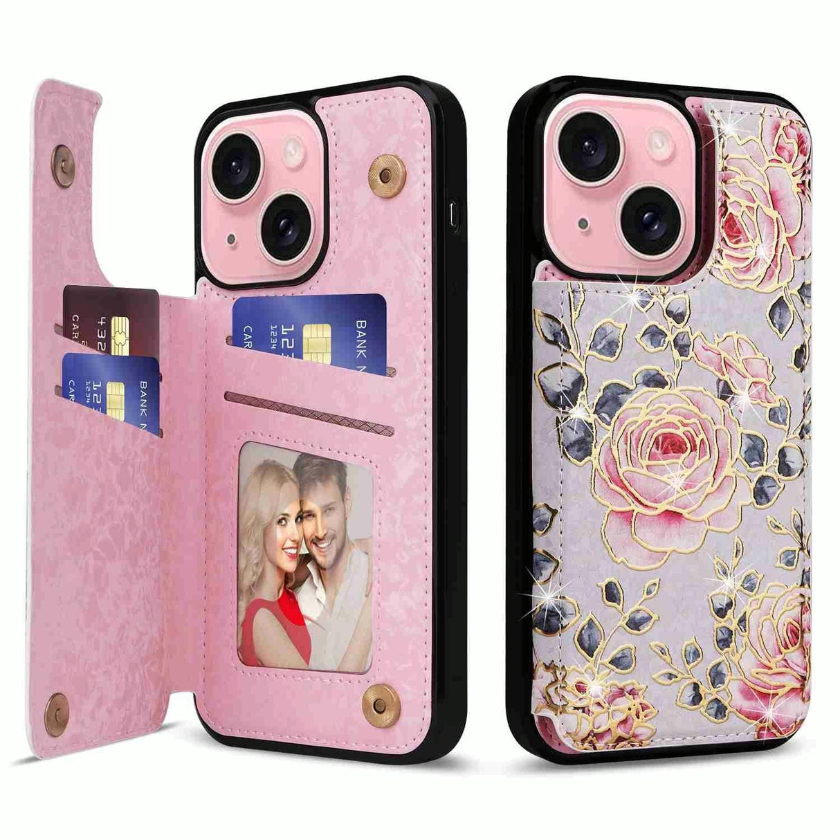 Double Buckle Rfid Anti Theft Phone Case For Iphone 15 - Printed