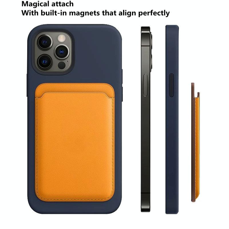 Magsafe Leather Card Case For Iphone Dark Night Green