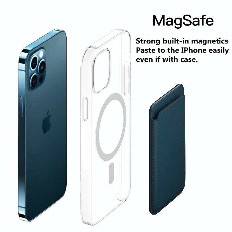 Magsafe Leather Card Case For Iphone Dark Night Green