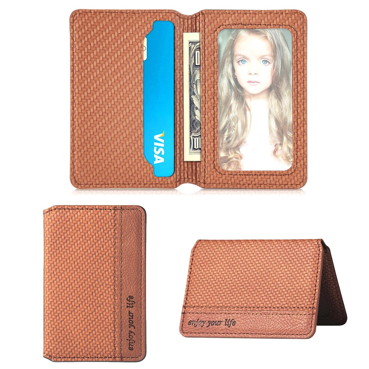 Universal Phone Card Holder With Bracket Multifunctional - Brown