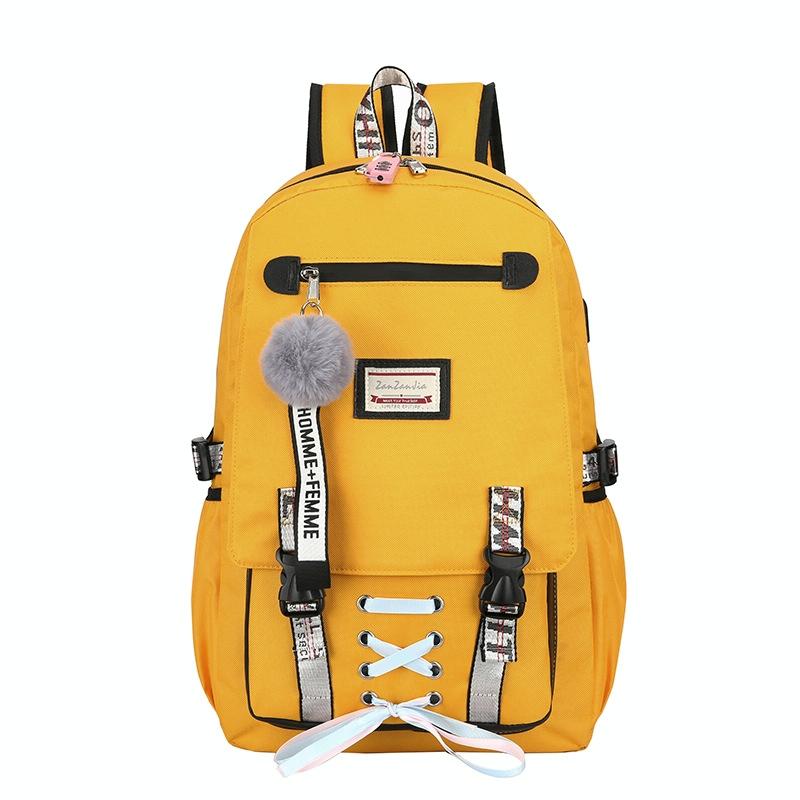 Anti-theft Usb Backpack for Sports and Leisure - Yellow