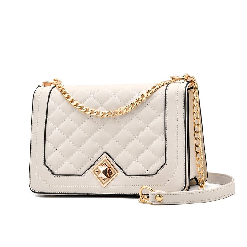Chic One Shoulder Chain Bag With Diagonal Rhombus Design - Light Green