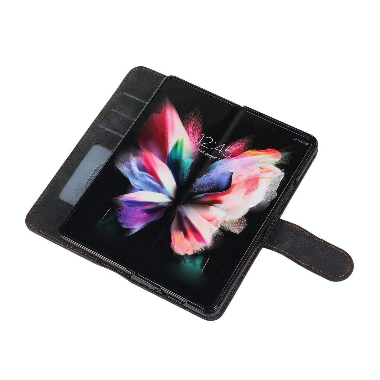 For Samsung Galaxy Z Fold4 5G Leather Phone Case With Pen Slot - Horizontal Flip - Purple