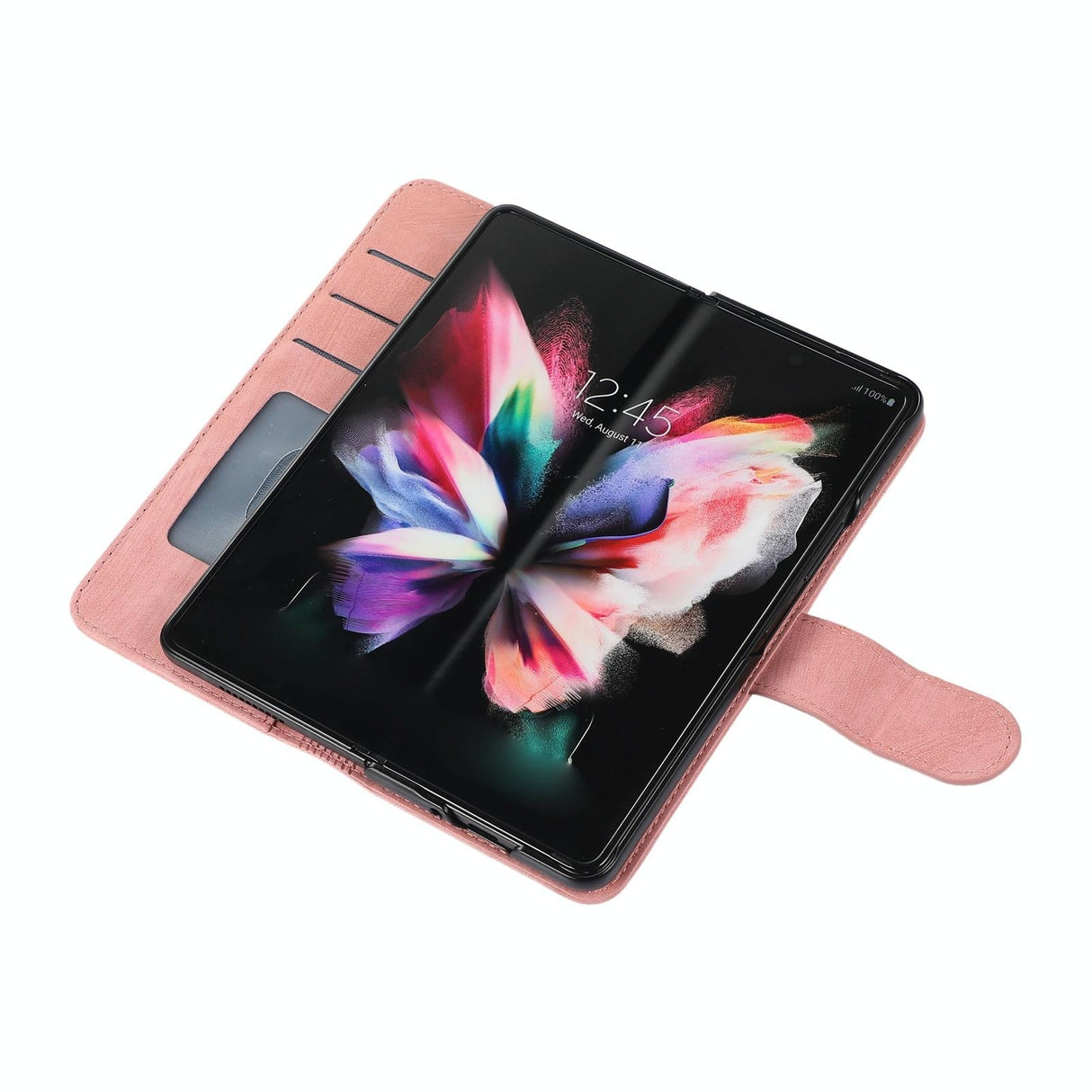 For Samsung Galaxy Z Fold4 5G Leather Phone Case With Pen Slot - Horizontal Flip - Purple