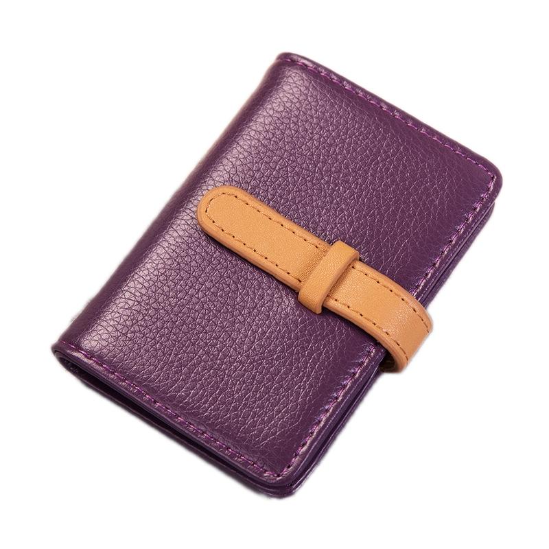 Portable Pu Leather Card Holder - Business & Credit Cards - Purple