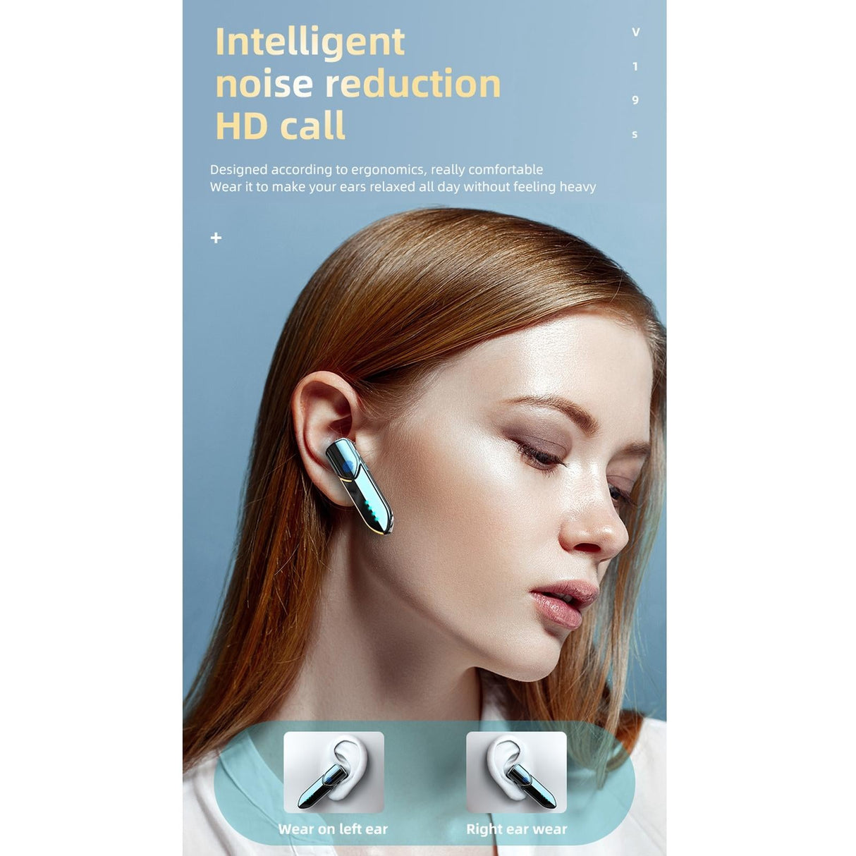 Business Style Bluetooth 5.0 Earphone with Fingerprint Touch - Pink