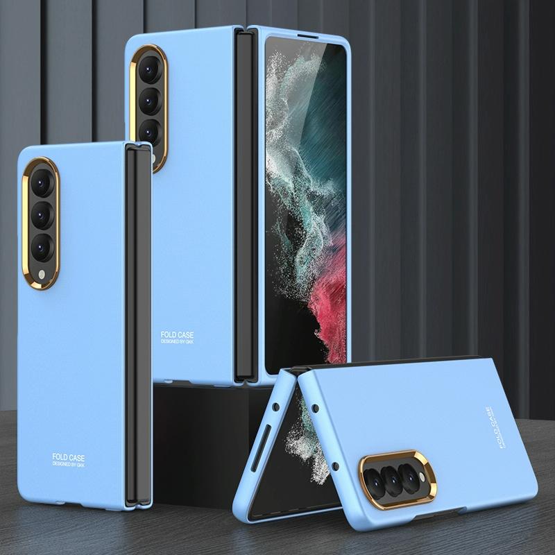For Samsung Galaxy Z Fold4 5G Electroplating Lens Frame Case - Ultra Thin - Rose Gold