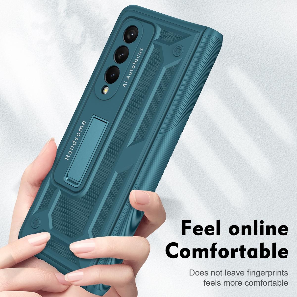 For Samsung Galaxy Z Fold4 5G Shockproof Secure Hinge Phone Case - Silver