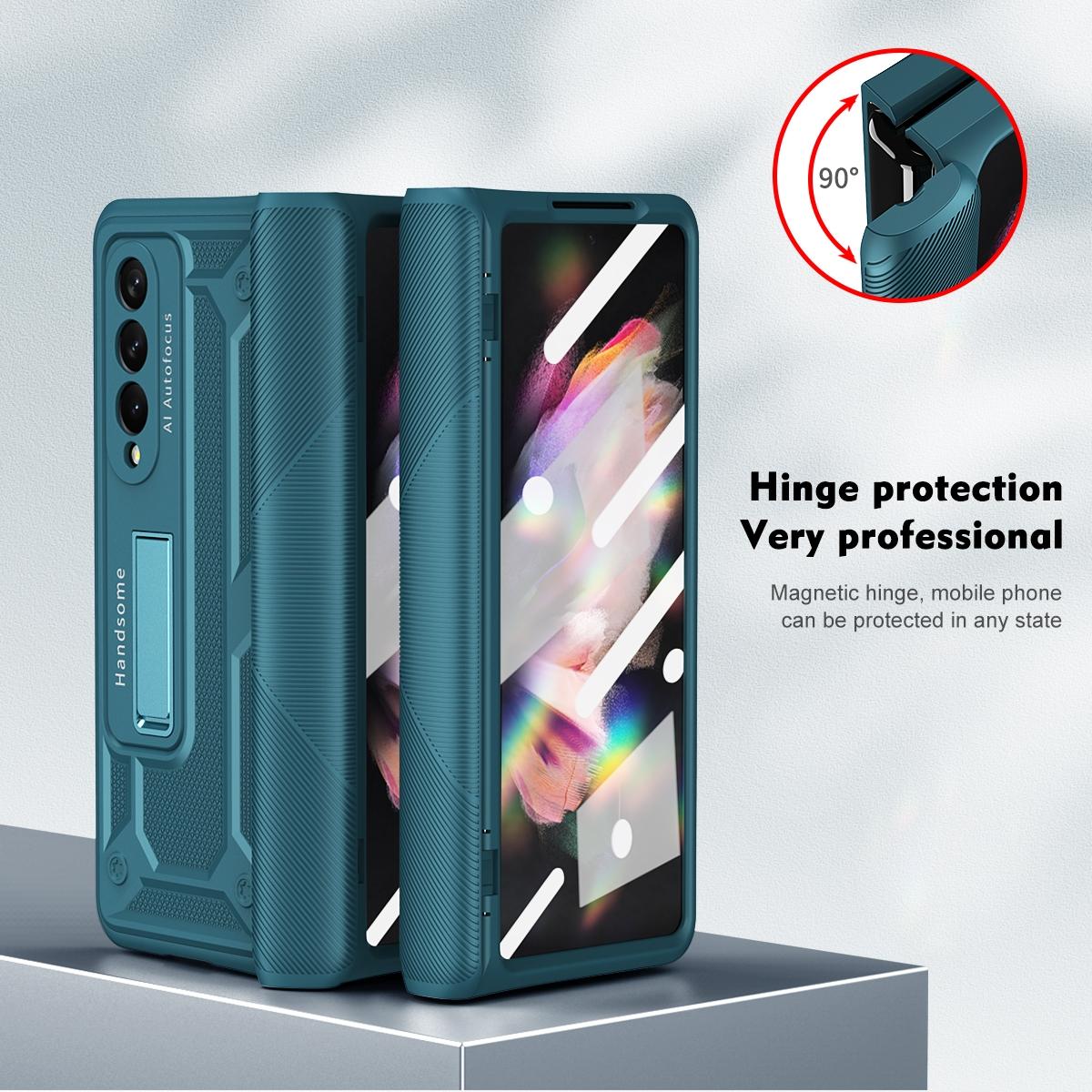 For Samsung Galaxy Z Fold4 5G Shockproof Secure Hinge Phone Case - Silver
