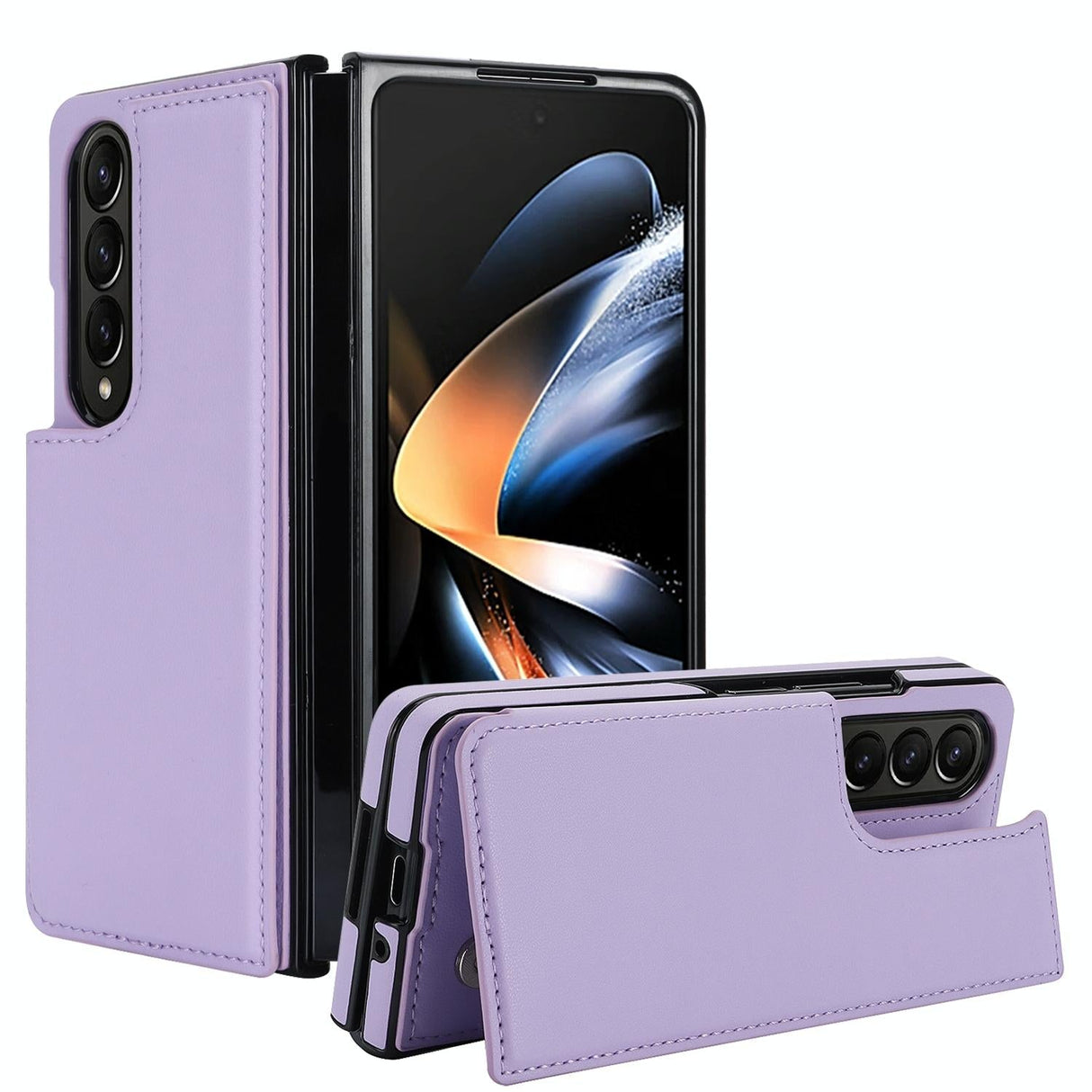 For Samsung Galaxy Z Fold4 5G Full Coverage Double Buckle Phone Case - Purple