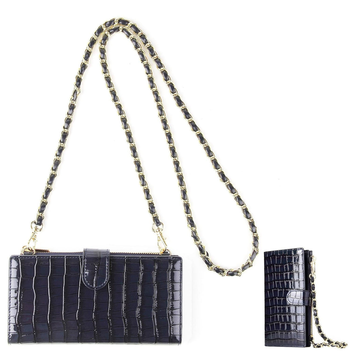Long Crossbody Mini Shoulder Bag For Coins & Phone - Sapphire Blue