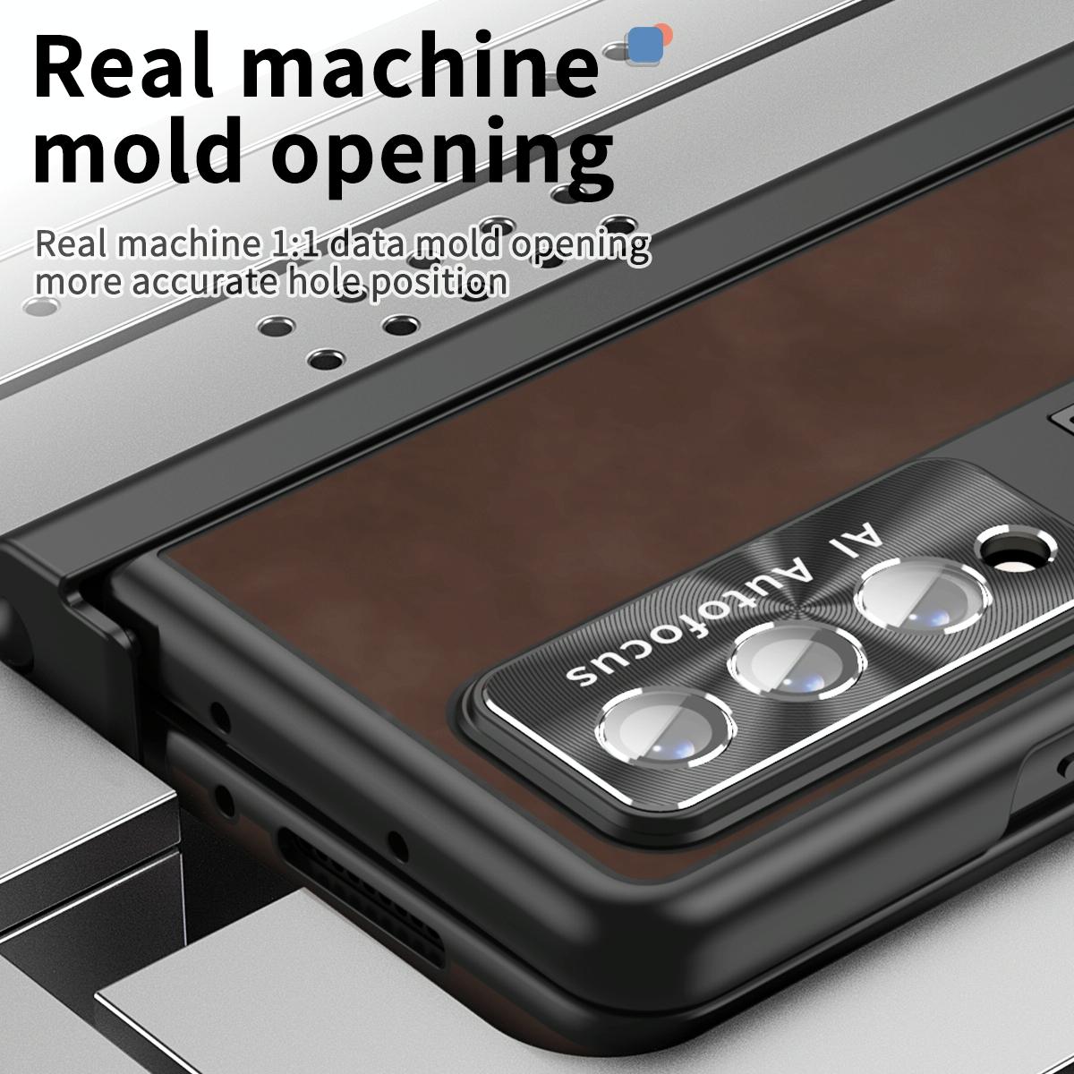 For Samsung Galaxy Z Fold4 5G Magnetic Phone Case - Napa Pattern - Coffee