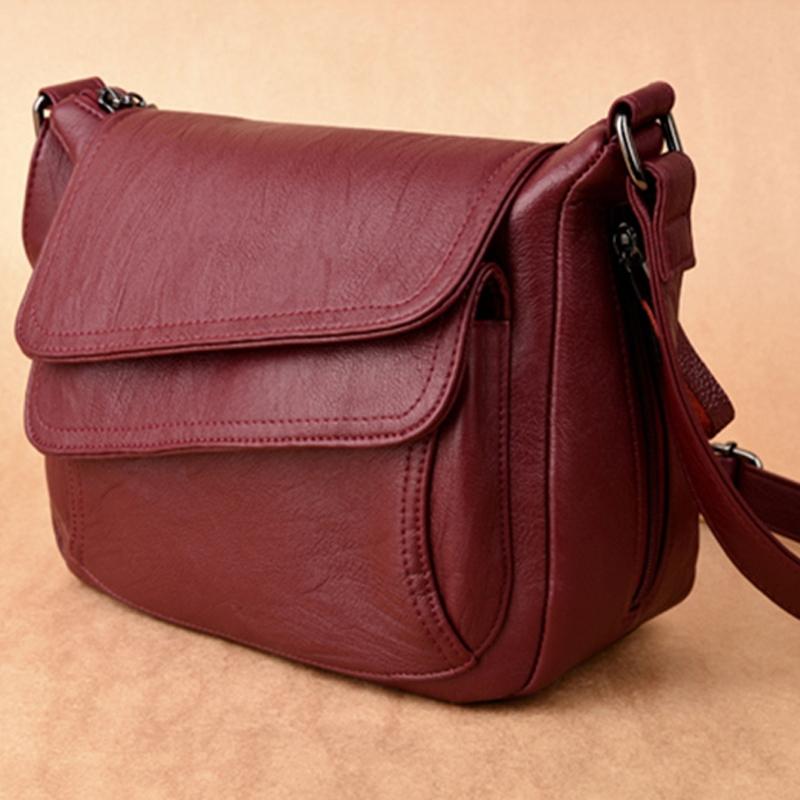 Stylish Leather Shoulder Bag For Summer - Gray