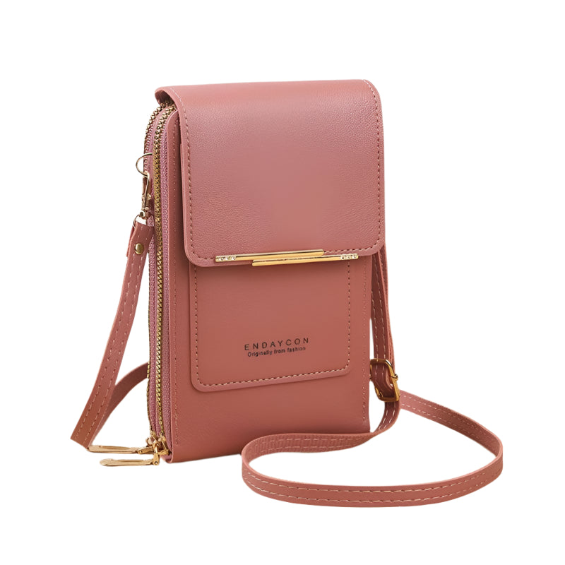 Multifunctional Touch Screen Crossbody Bag - Light Pink