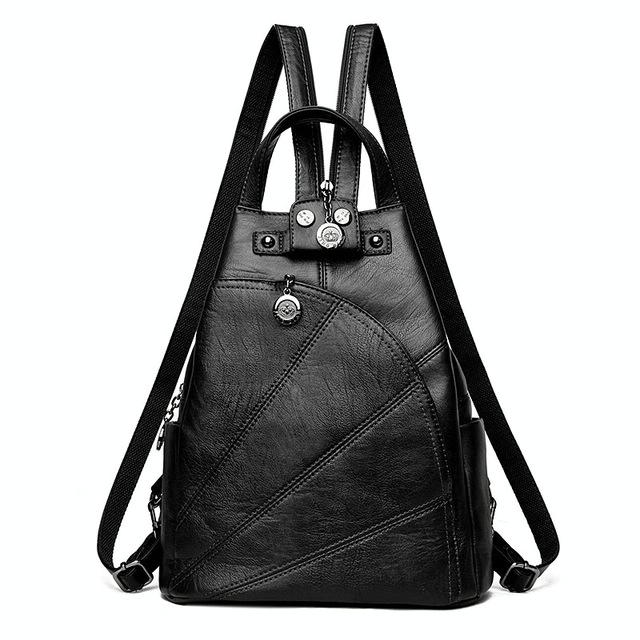Women Leather Backpack - Secure & Stylish - Wine Red