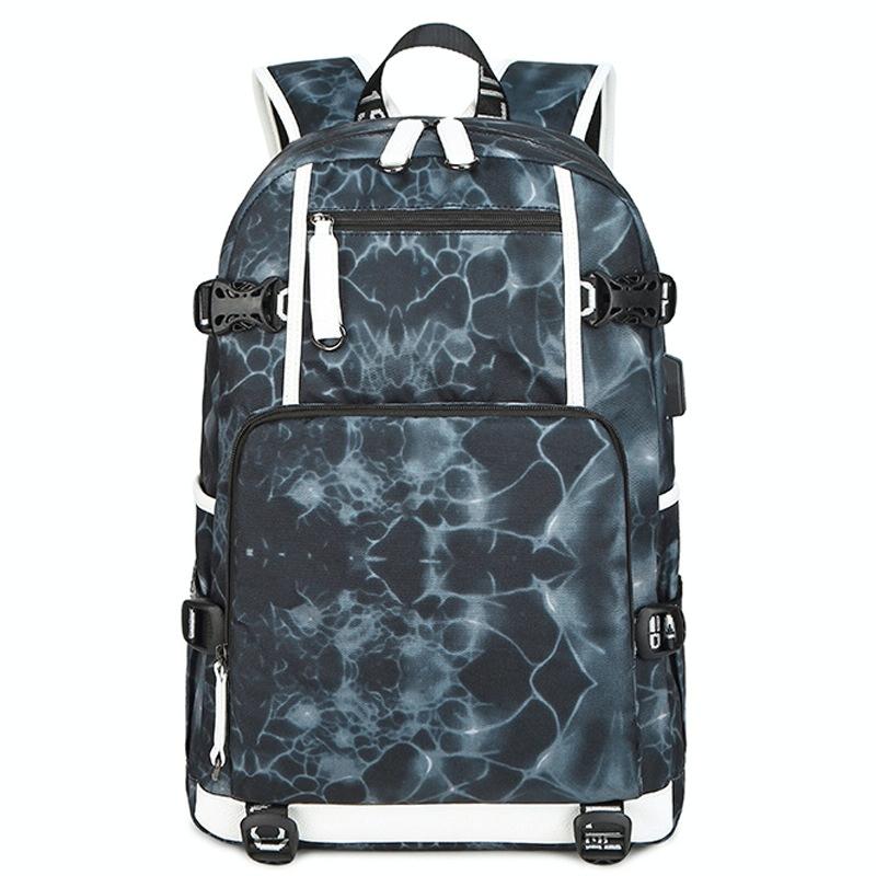 Student Waterproof Printed Backpack - Black Skin