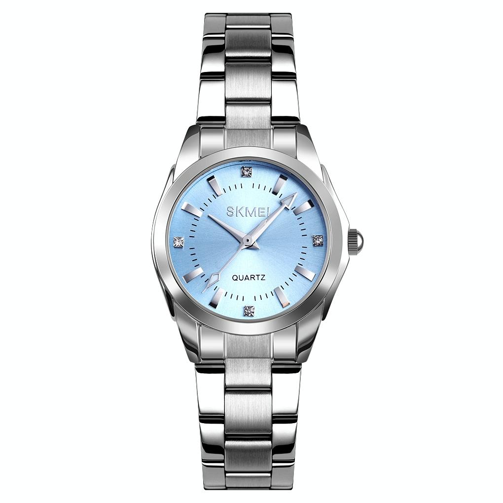 Waterproof Quartz Women Watch with Rhinestone Steel Strap - Delicate and Creative - White