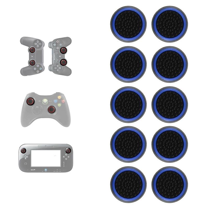 10-piece Luminous Gamepad Button Caps for Ps5 / Ps4 / Ps3 / Xbox one / 360 / Pro / Series x / s - Black Light Blue