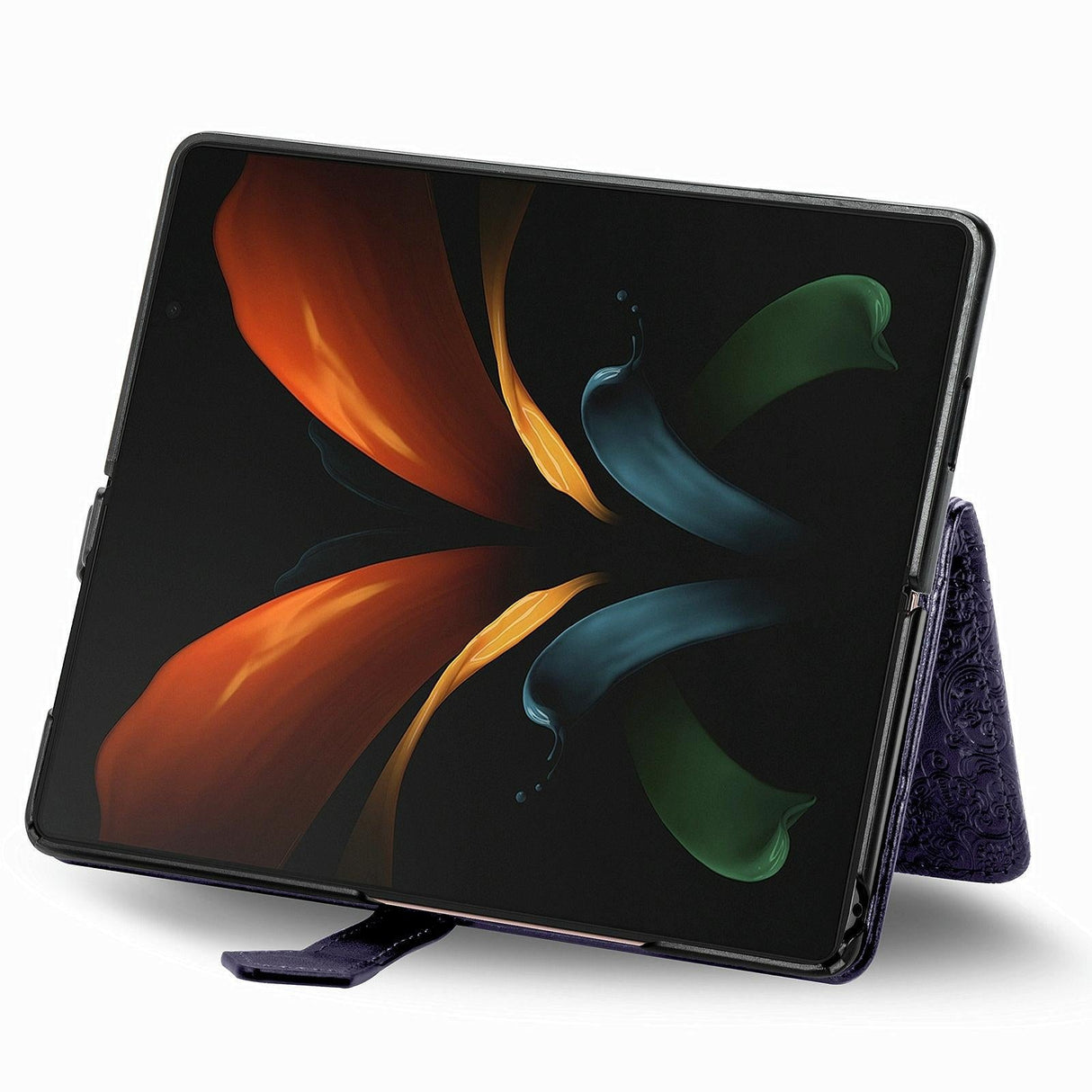 For Samsung Galaxy Z Fold4 5G Embossed Mandala Leather Phone Case - Gray