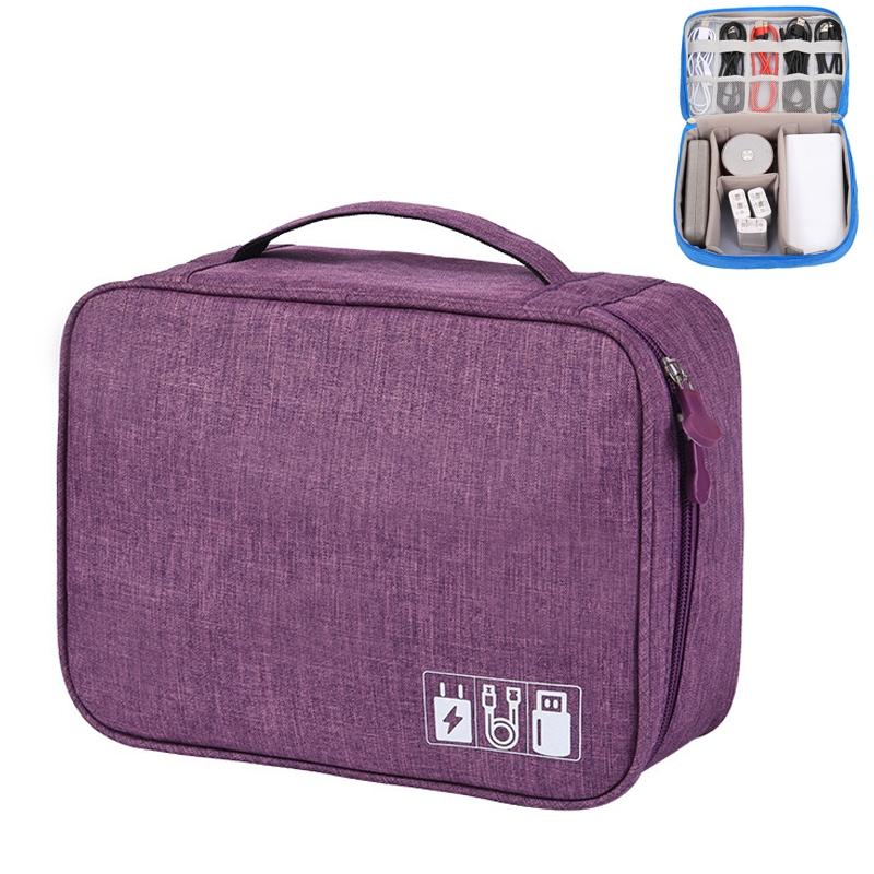 Versatile Cationic Digital Storage Bag for Data Cables - Wine Red