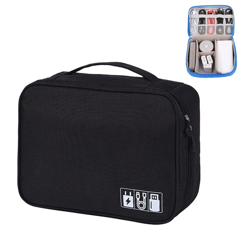 Versatile Cationic Digital Storage Bag for Data Cables - Wine Red