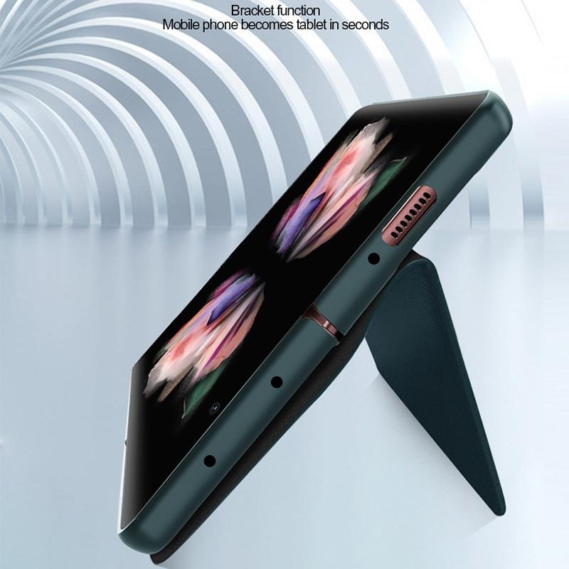 For Samsung Galaxy Z Fold4 5G Foldable Leather Phone Case - Horizontal Flip - Fiber Brown