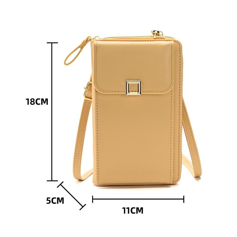 Women Cross Body Phone Purse With Long Strap - Apricot