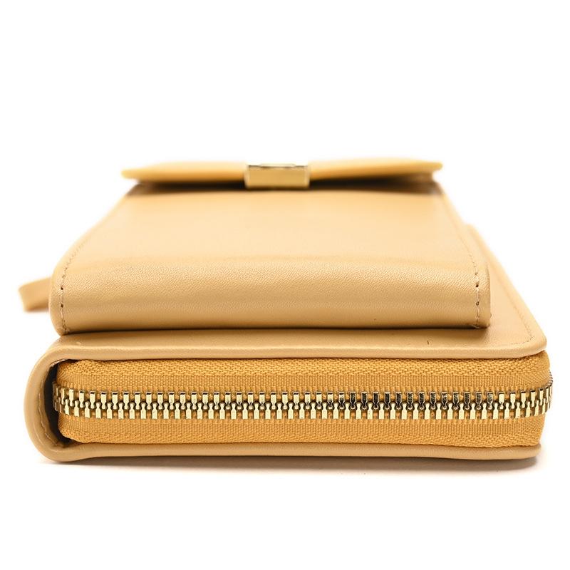 Women Cross Body Phone Purse With Long Strap - Apricot