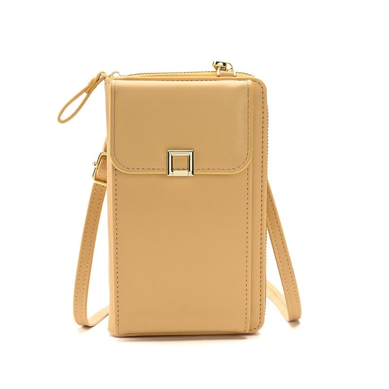 Women Cross Body Phone Purse With Long Strap - Apricot