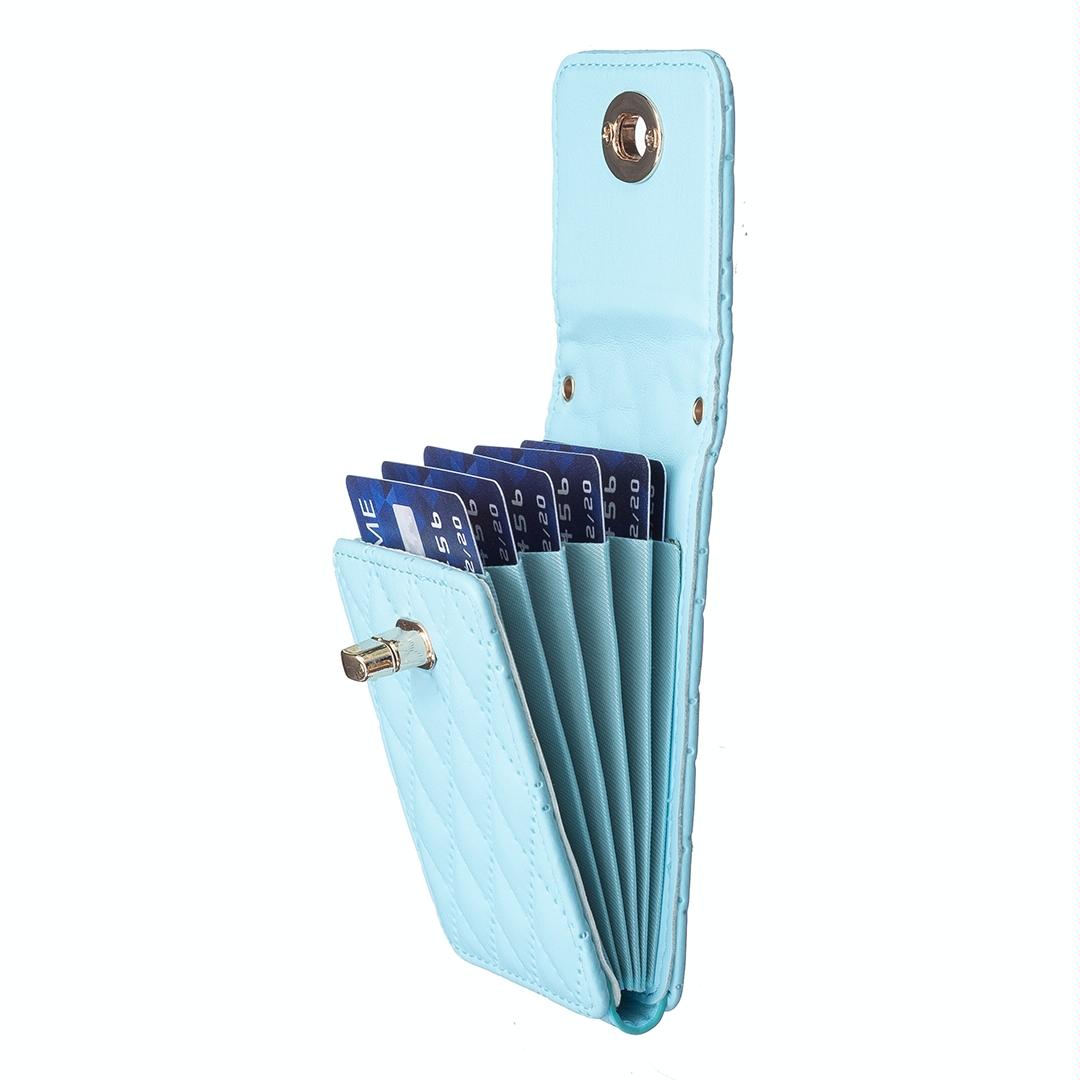 Vertical Card Bag With Metal Buckle For Mobile Phones - Blue