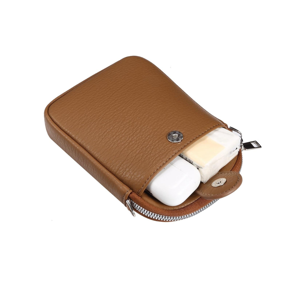 Litchi Texture Phone Crossbody Bag Leather Case For 5.5 Inch - 7.2 Inch Phones - Black