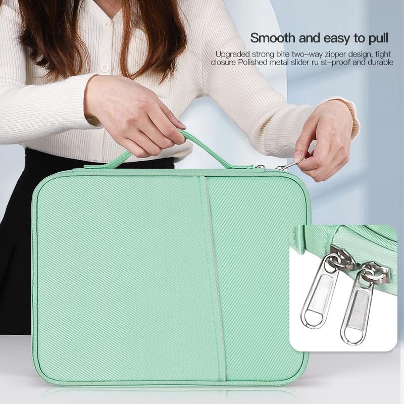 Leather Portable Bag with Cloth Texture - White