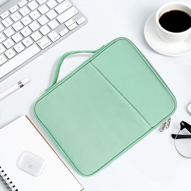 Leather Portable Bag with Cloth Texture - White
