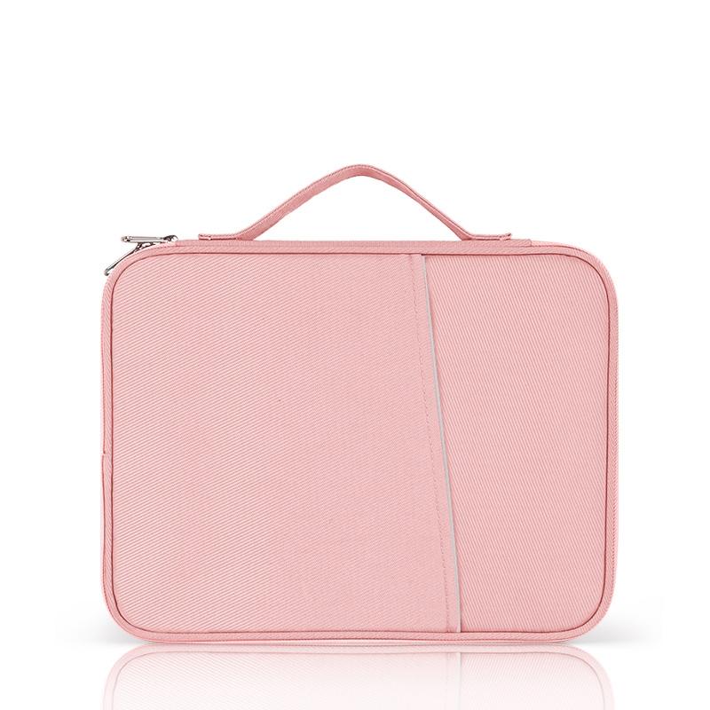Leather Portable Bag with Cloth Texture - White
