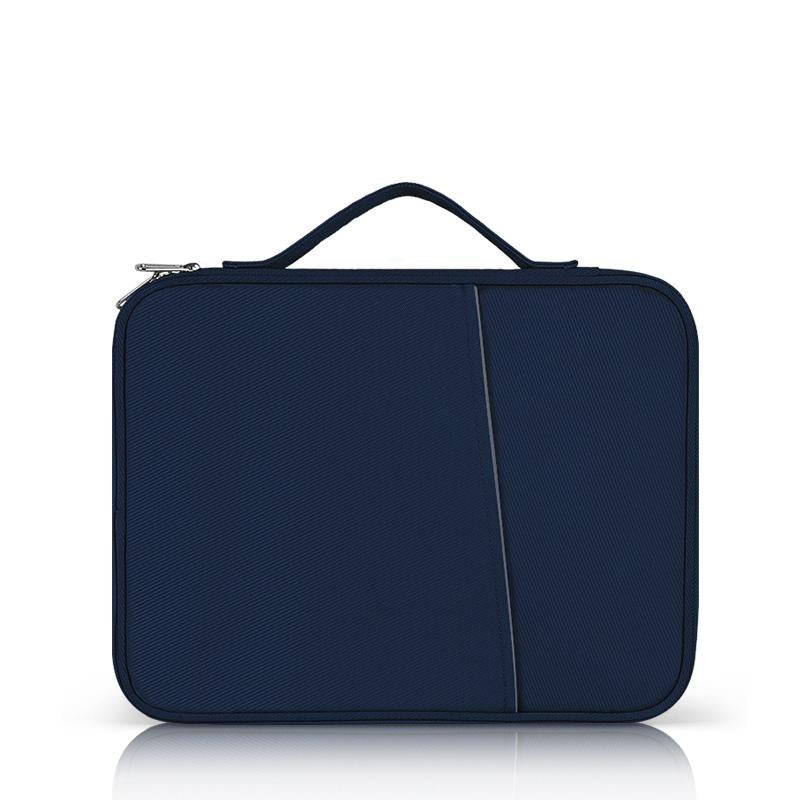Leather Portable Bag with Cloth Texture - White