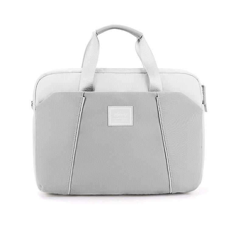 Computer Handheld Messenger Bag for Apple Macbook / Huawei / Xiaomi / Basne - Ladder Tape Light Blue + Gray Pu Power Package