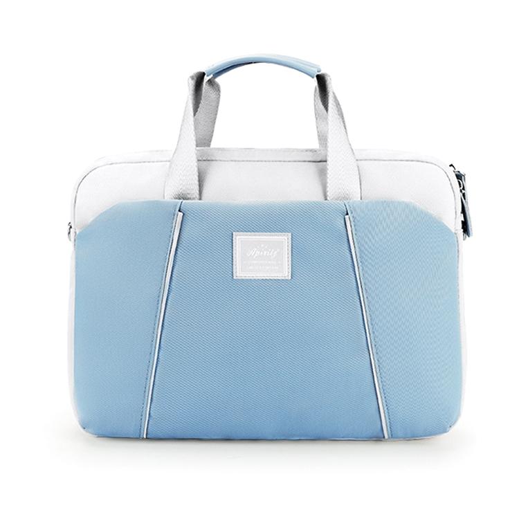 Computer Handheld Messenger Bag for Apple Macbook / Huawei / Xiaomi / Basne - Ladder Tape Light Blue + Gray Pu Power Package